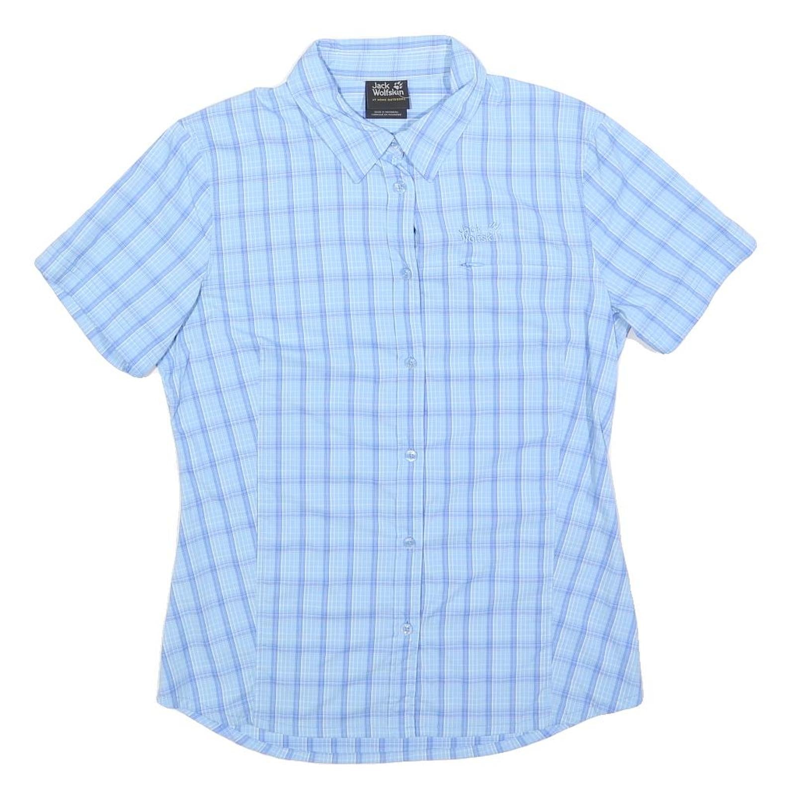 JACK WOLFSKIN Womens Blue Plaid Shirt S Lightweight Breathable Outdoor Refurbished - N/A refurbished available on Cerqular