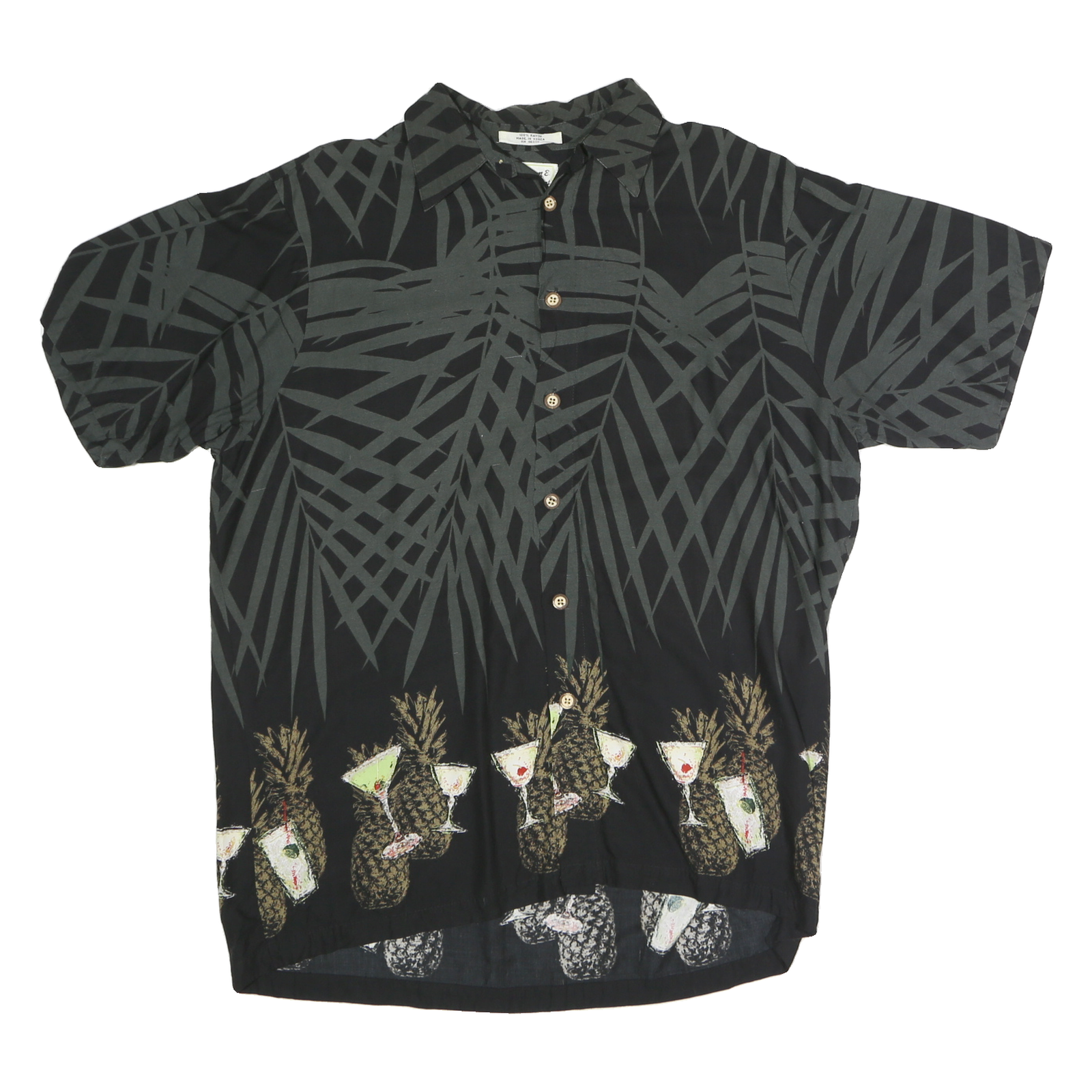 Buy M.E SPORT Mens Black with Grey Tropical Pineapple Pattern Cotton Shirt L Casual Refurbished - $16.89 M.E SPORT Mens Black with Grey Tropical Pineapple Pattern Cotton Shirt L Casual Refurbished - N/A refurbished available on Cerqular