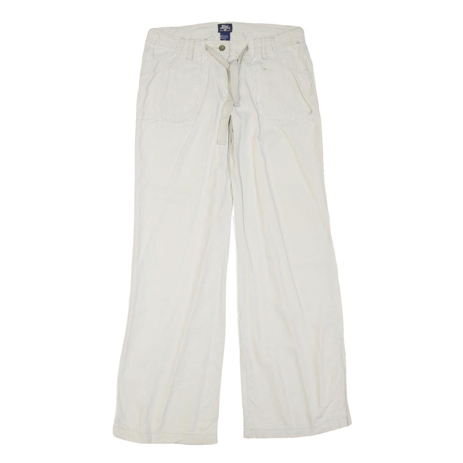 BLUE ASPHALT Womens White Regular Fit Straight Leg Trousers W32 L33 Cotton Blend Refurbished - N/A refurbished available on Cerqular