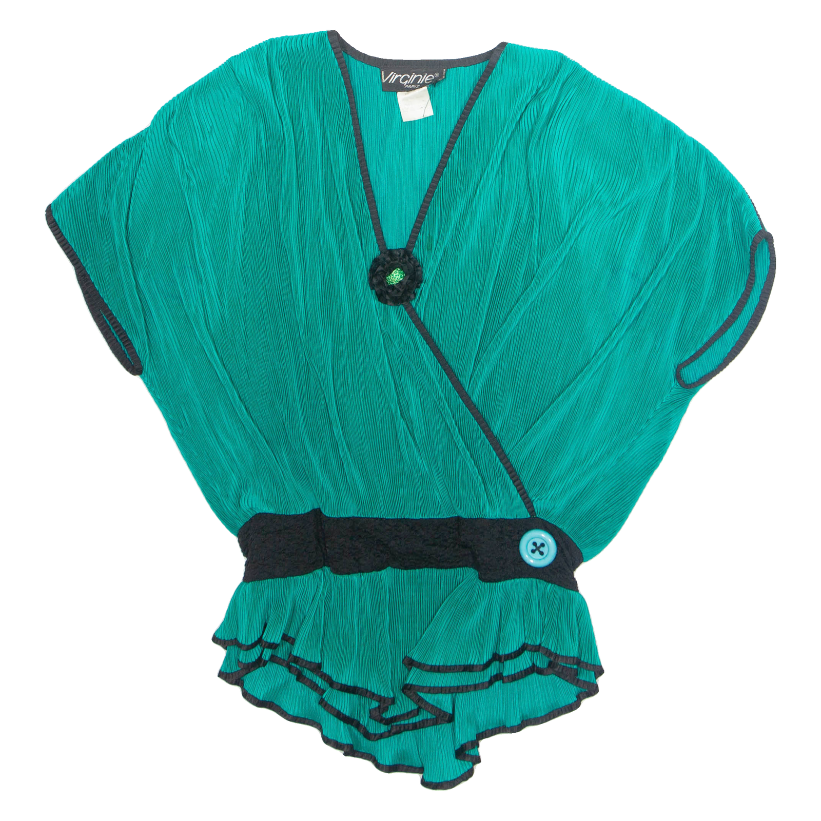 VIRGINIE Womens Blouse Green V-Neck Sleeveless M Refurbished - N/A refurbished available on Cerqular
