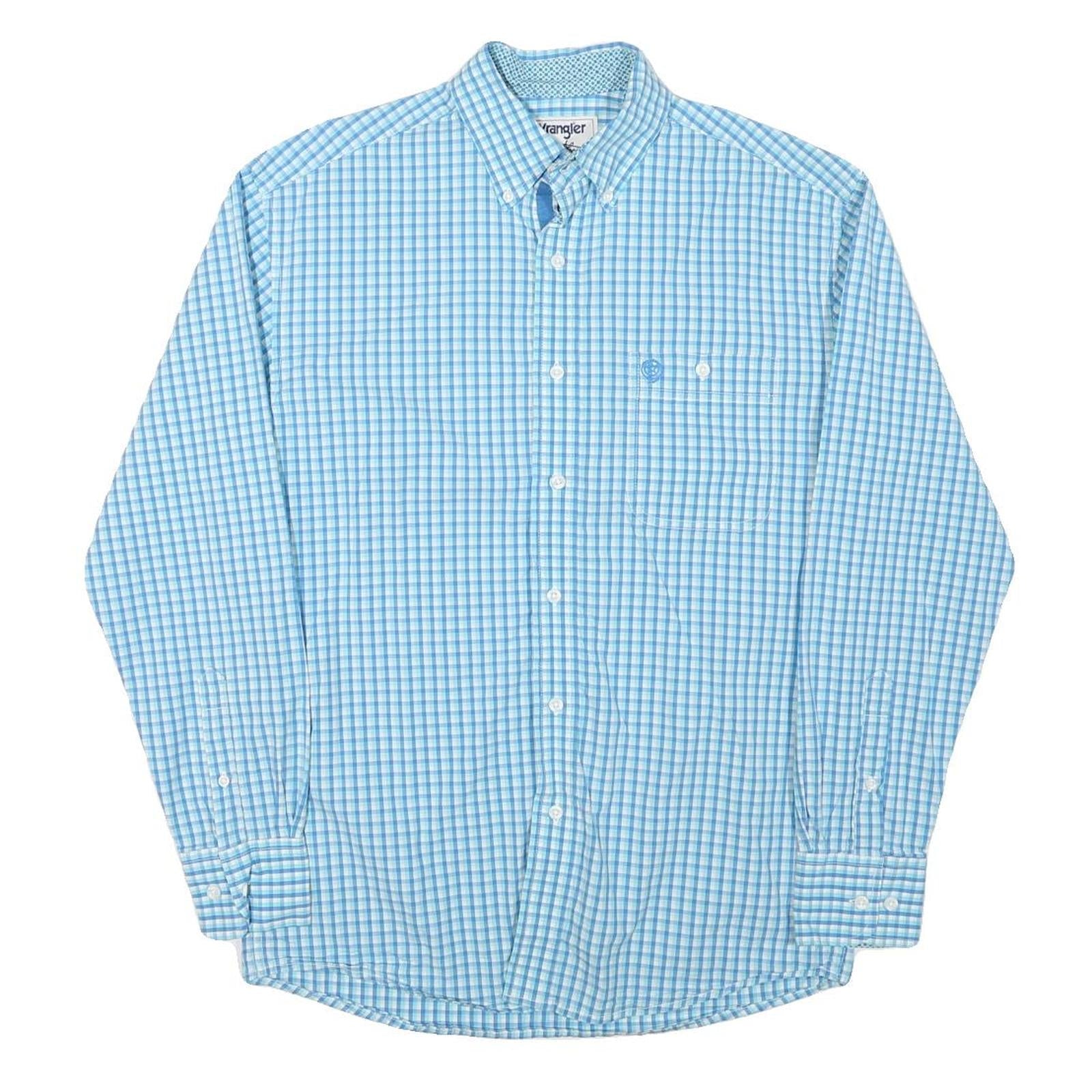 WRANGLER Mens Blue Checked Shirt XS Classic Button-Down Collar Long Sleeve Refurbished - N/A refurbished available on Cerqular