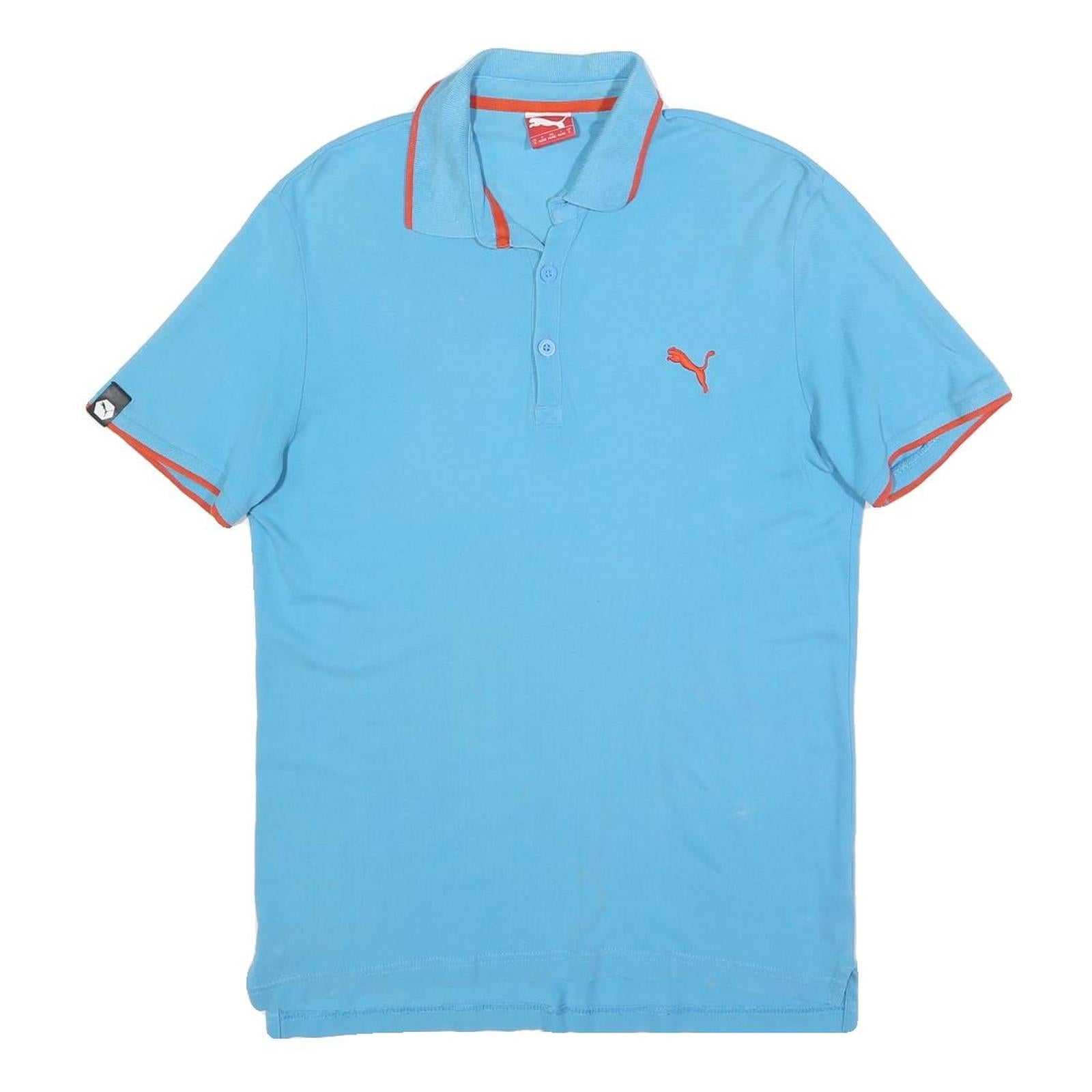 PUMA Mens Blue & Orange Short Sleeve Plain Polo Shirt S Cotton Blend Refurbished - N/A refurbished available on Cerqular