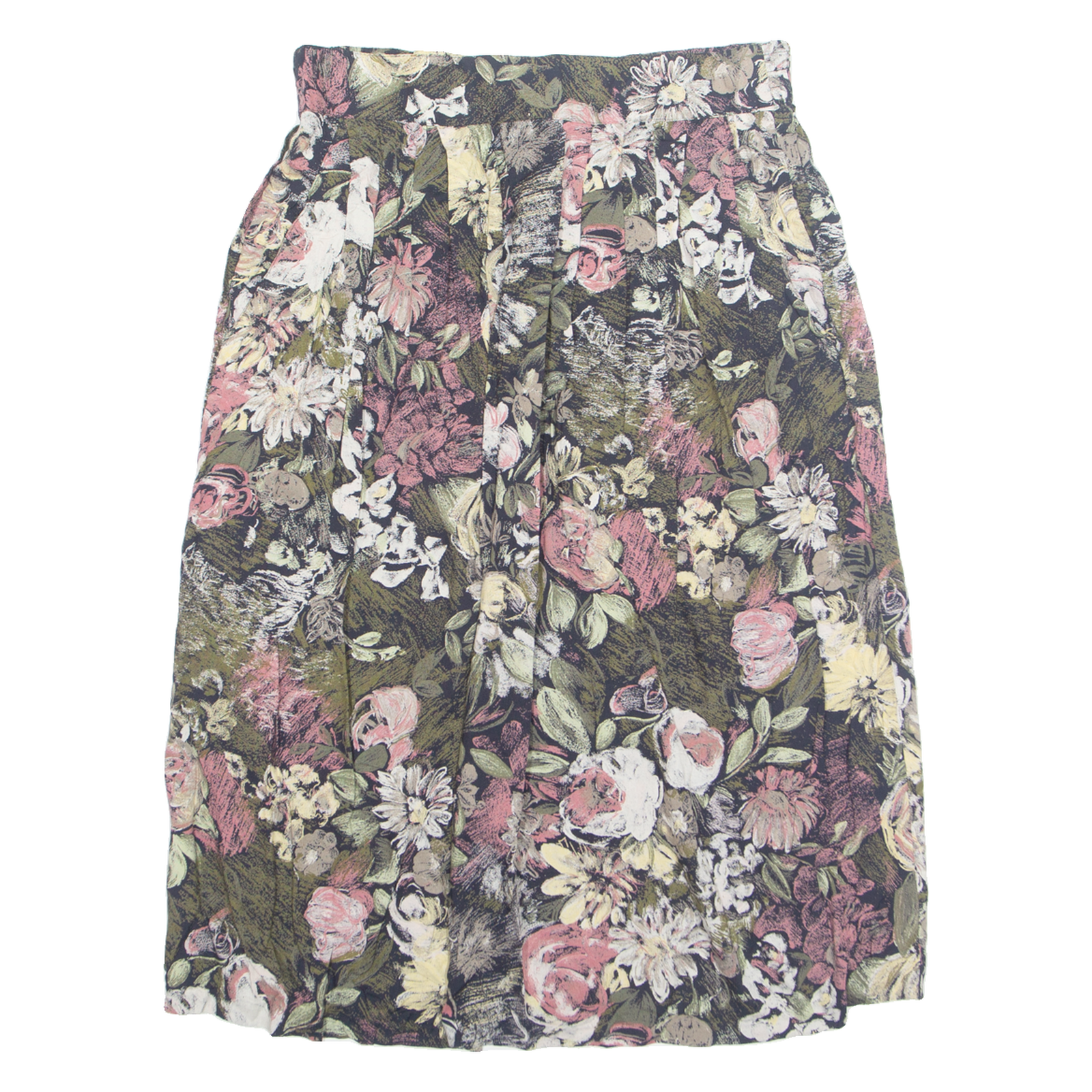 SYNARI Womens A-Line Skirt Black Midi Floral M Refurbished - N/A refurbished available on Cerqular