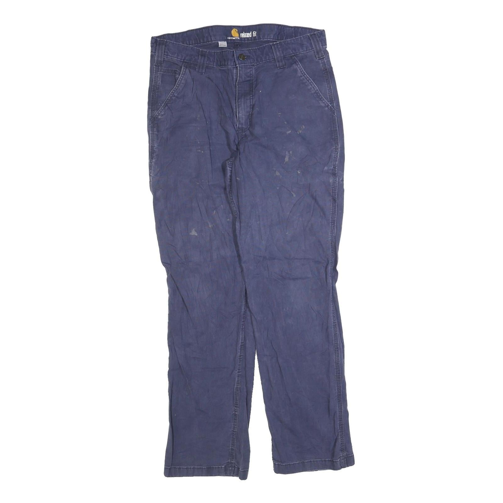 CARHARTT Mens Relaxed Fit Blue Cotton Blend Trousers W34 L32 Cargo Workwear Refurbished - N/A refurbished available on Cerqular