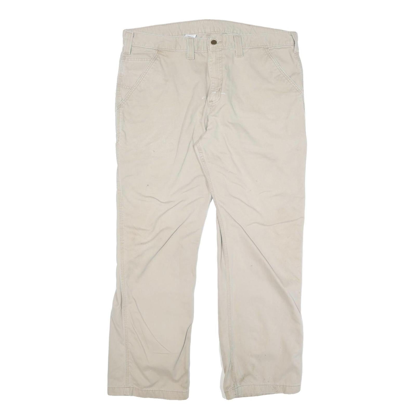 CARHARTT Mens Cotton Blend Beige Relaxed Straight Trousers W40 L30 Workwear Refurbished - N/A refurbished available on Cerqular