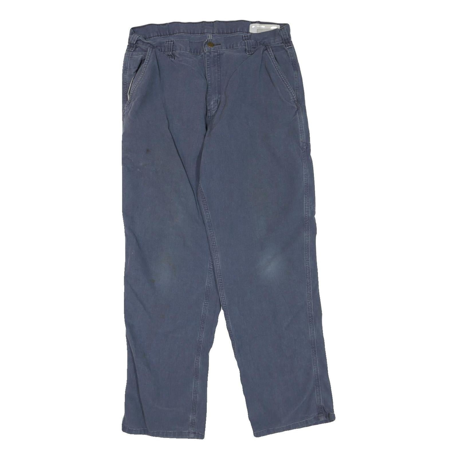 CARHARTT Mens Cotton Blend Blue Regular Fit Straight Leg Trousers W34 L32 Refurbished - N/A refurbished available on Cerqular