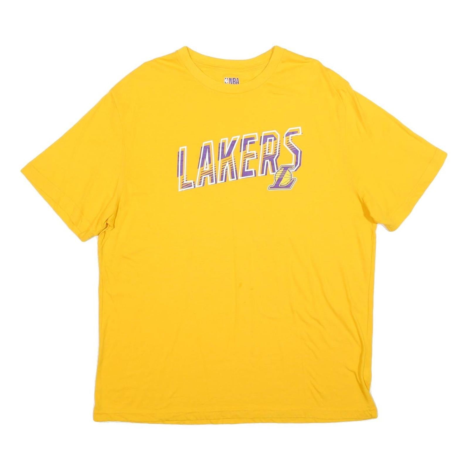 NBA Mens Yellow Lakers Graphic T-Shirt XL Short Sleeve Crew Neck Basketball Refurbished - N/A refurbished available on Cerqular