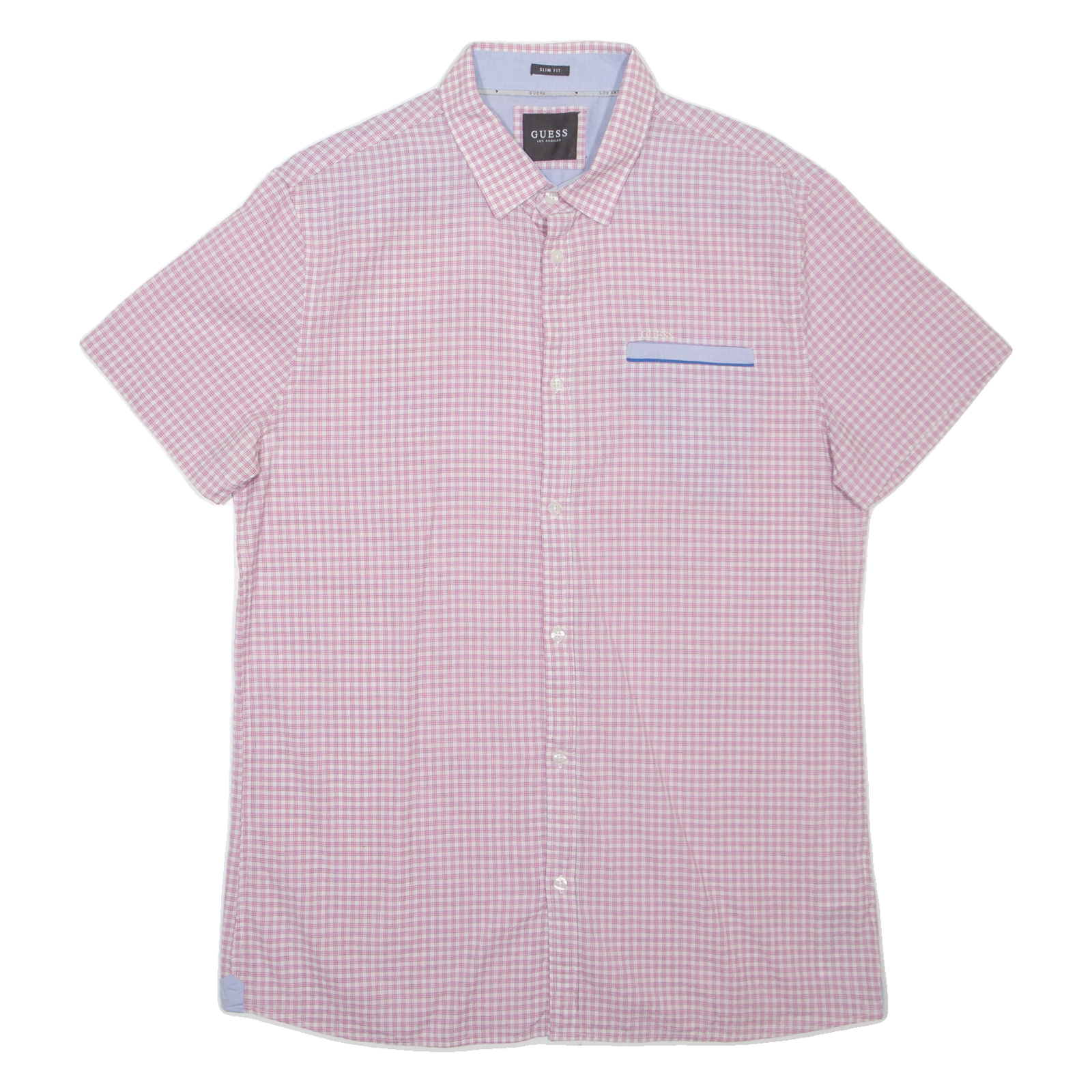 GUESS Slim Fit Mens Shirt Pink Check M Refurbished - N/A refurbished available on Cerqular