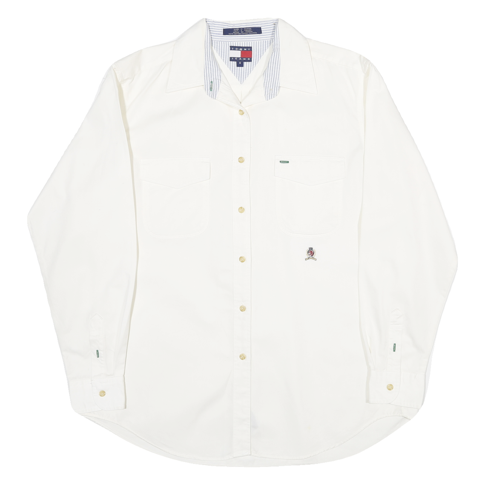 TOMMY HILFIGER Womens White Shirt UK 10 Cotton Blend Classic Button-Up Refurbished - N/A refurbished available on Cerqular
