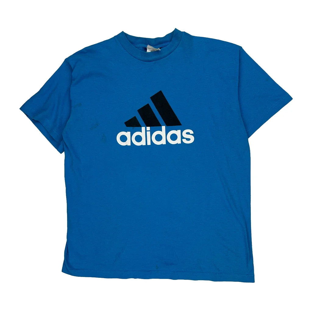 Buy Adidas T-Shirt - Large Blue Cotton Refurbished - $31.81 Adidas T-Shirt - Large Blue Cotton Refurbished - Thrifted (note: this is a term often used to describe second- refurbished available on Cerqular