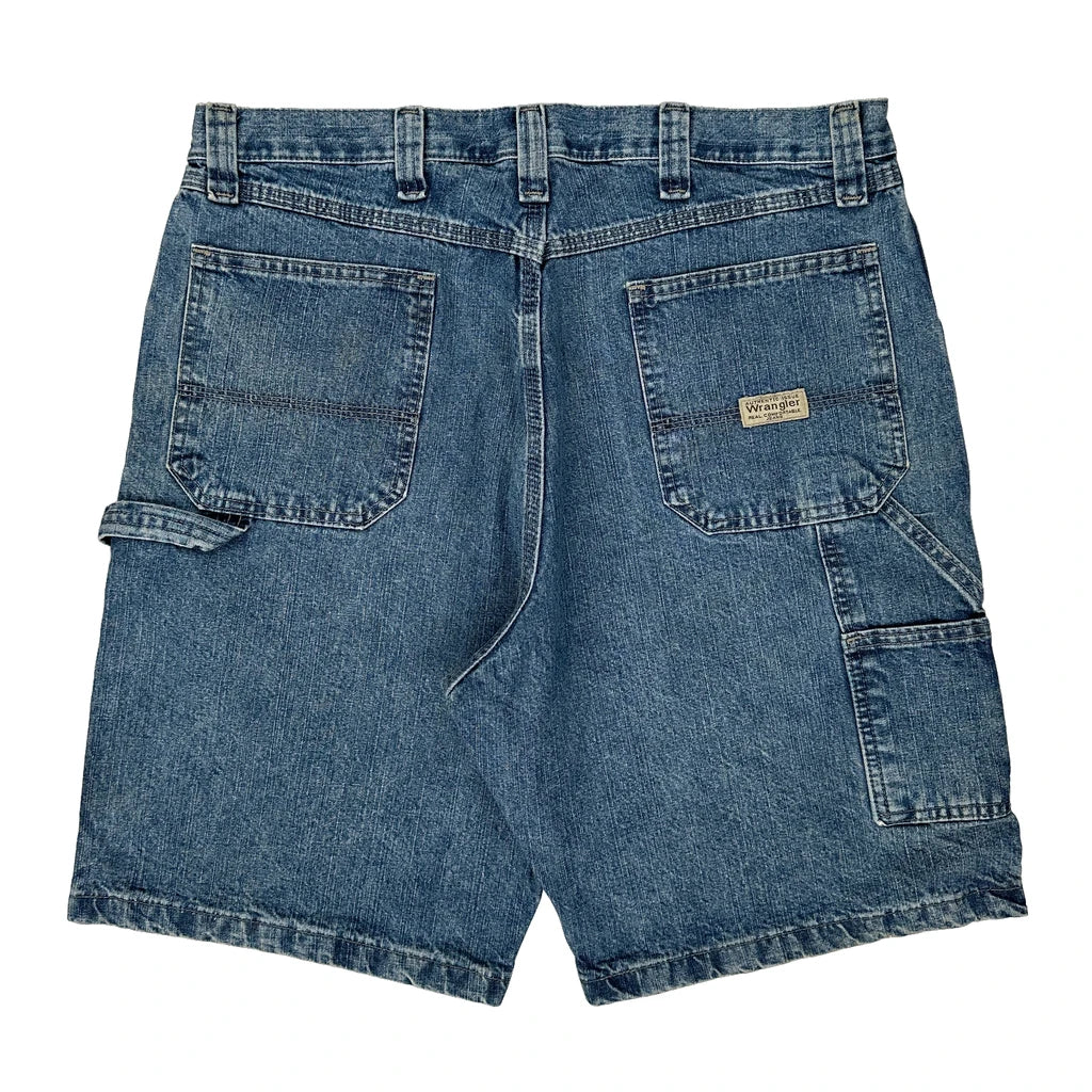 Wrangler Carpenter Shorts - 36W 10L Blue Cotton Refurbished - Thrifted (note: this is a term often used to describe second- refurbished available on Cerqular