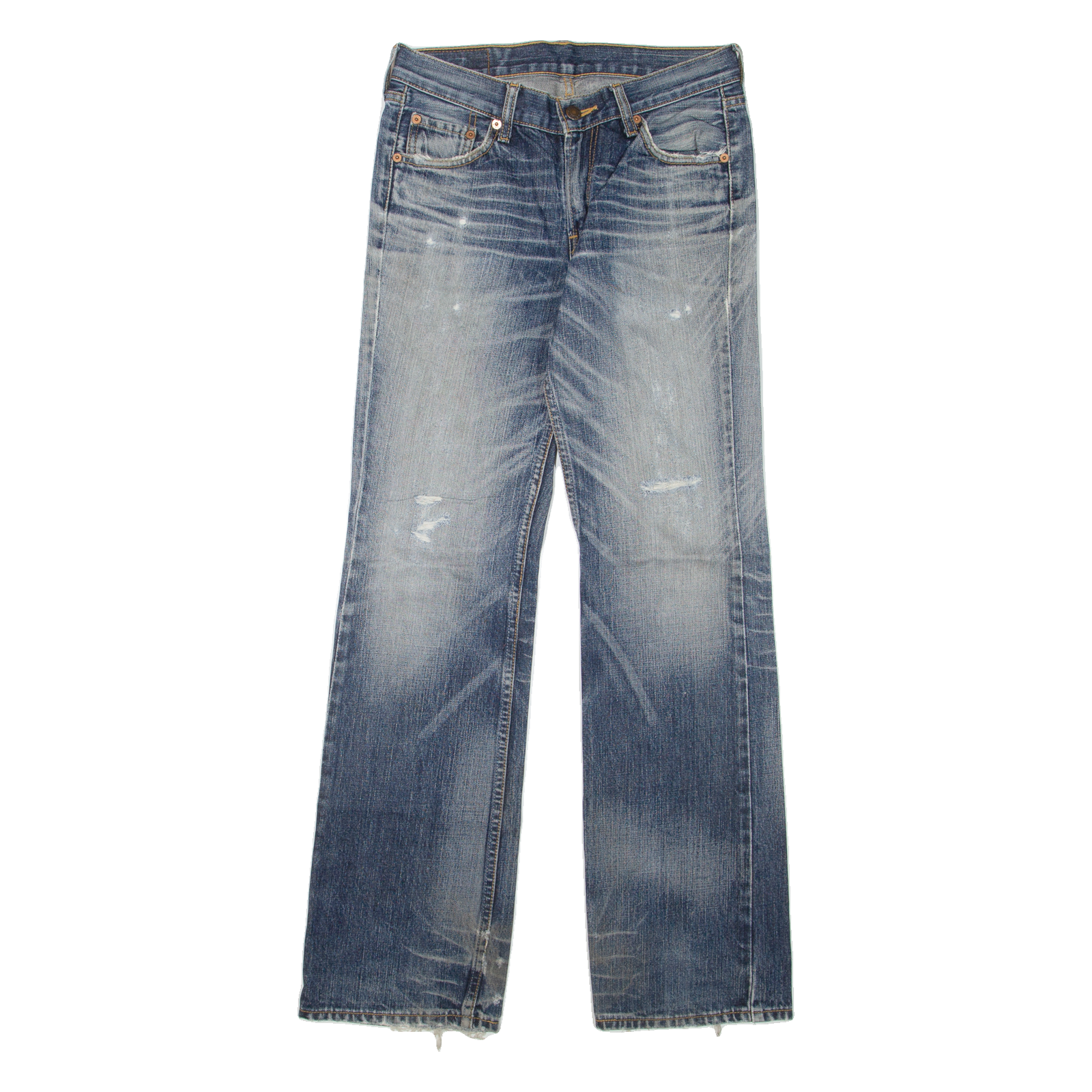 LEVI'S 536 Distressed Mens Jeans Blue Regular Straight Stone Wash W28 L32 Refurbished - N/A refurbished available on Cerqular