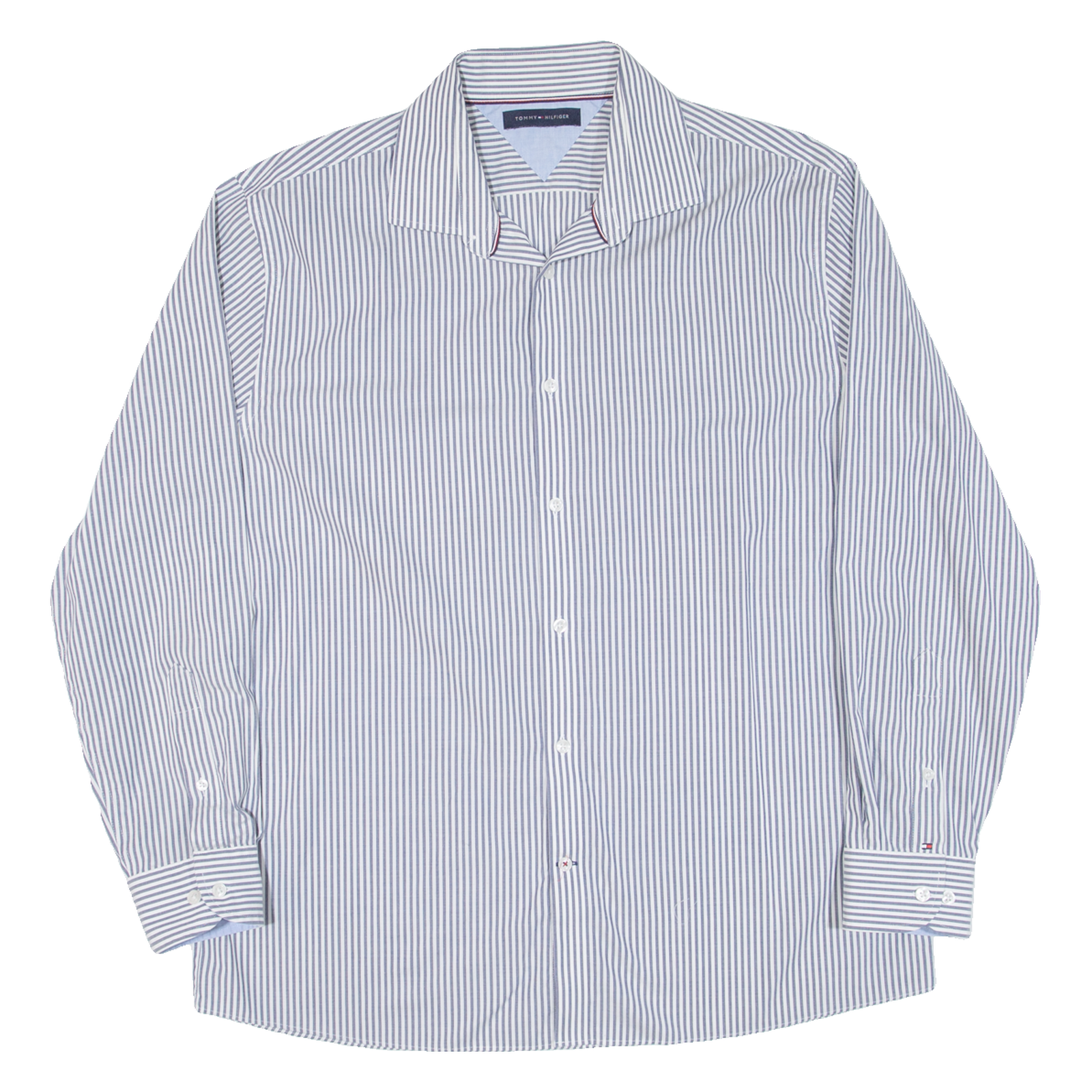 TOMMY HILFIGER Mens Shirt Grey Striped Long Sleeve L Refurbished - N/A refurbished available on Cerqular