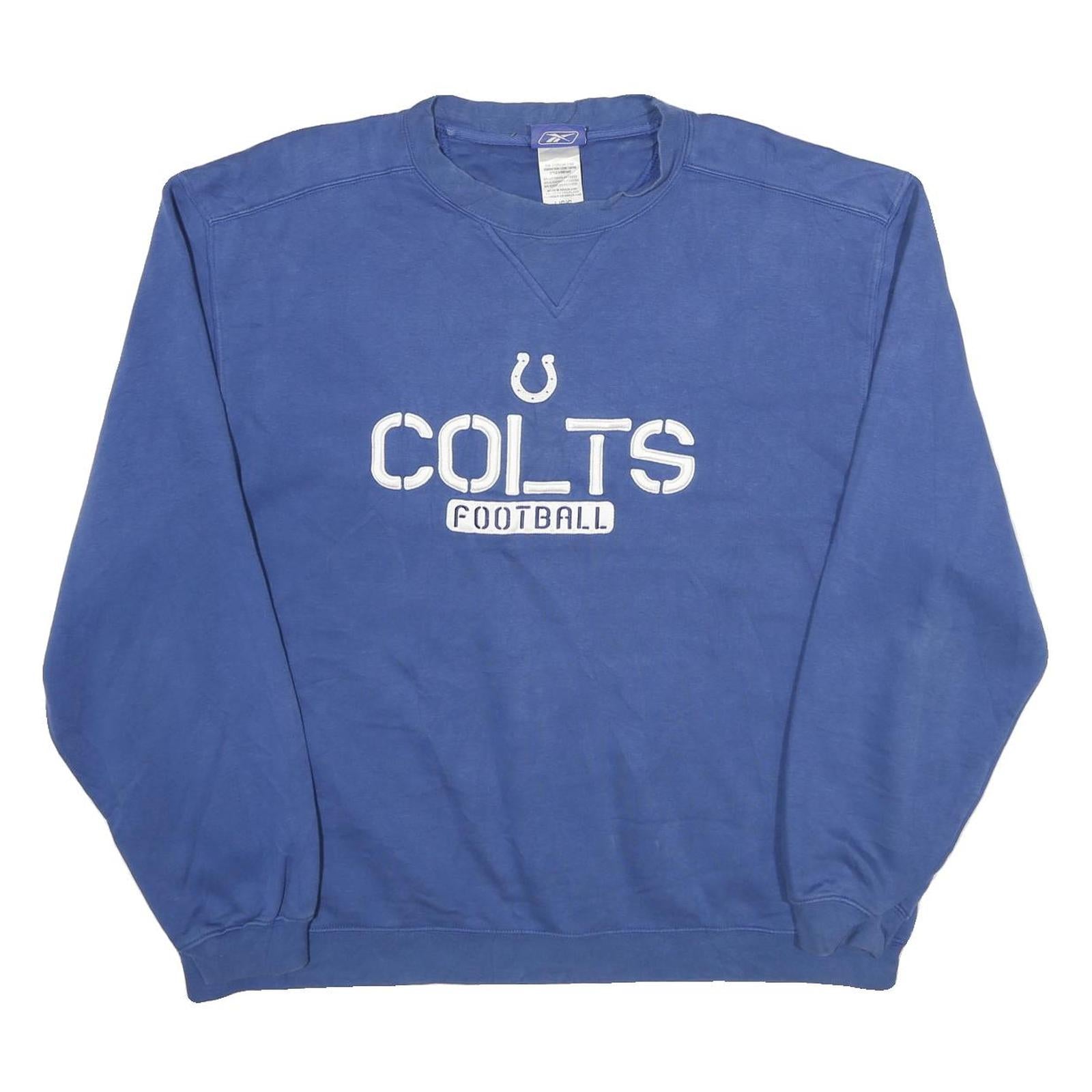 REEBOK Mens Blue Colts Football Crew Neck L Sweatshirt Cotton Blend Pullover Refurbished - N/A refurbished available on Cerqular