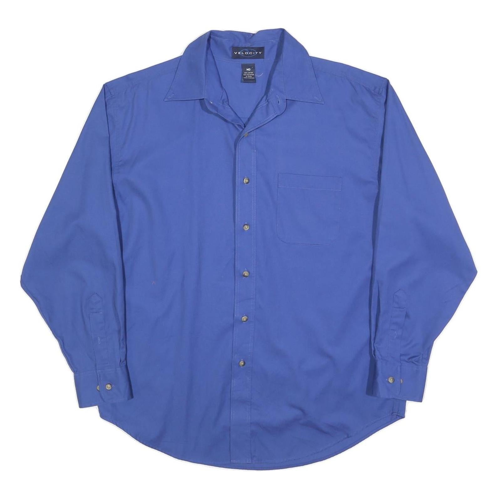 VELOCITY Mens Blue Casual Shirt M Cotton Blend Long Sleeve Button Closure Refurbished - N/A refurbished available on Cerqular