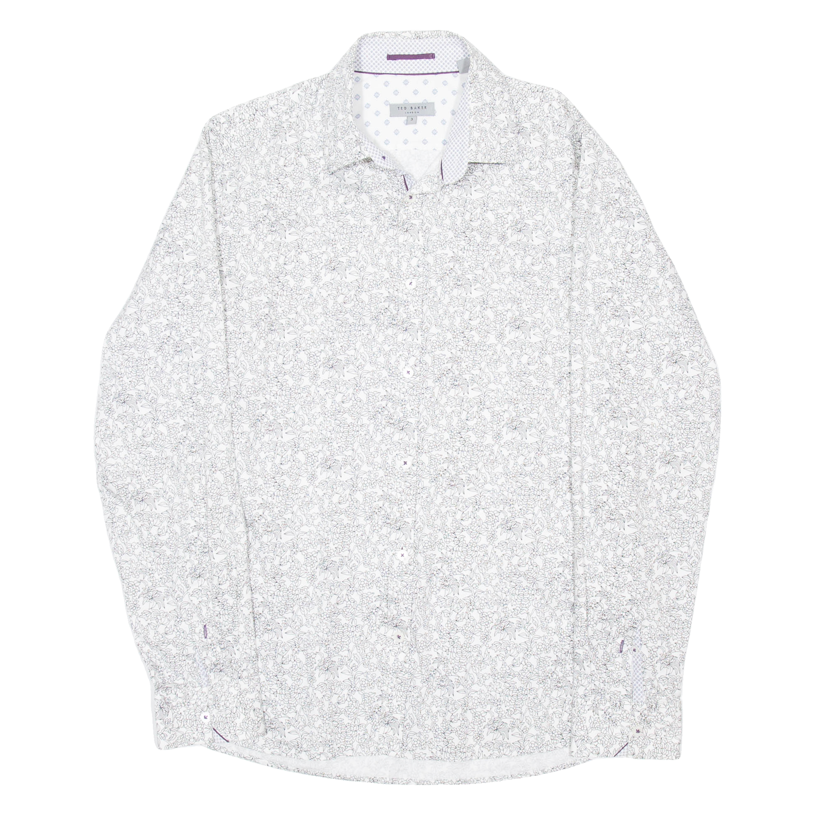 TED BAKER Mens Shirt White Floral Long Sleeve M Refurbished - N/A refurbished available on Cerqular