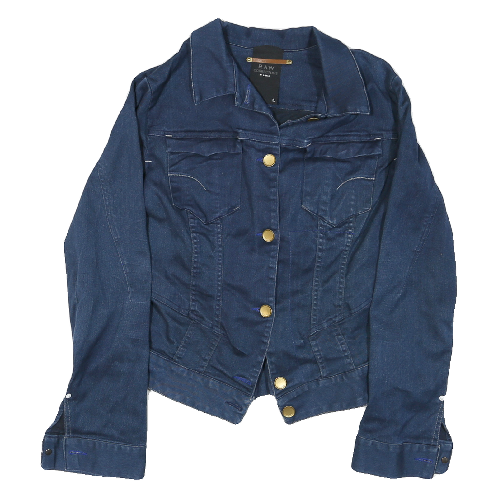 G-STAR Womens Blue Cotton Blend Denim Jacket L Button Closure Classic Fit Refurbished - N/A refurbished available on Cerqular