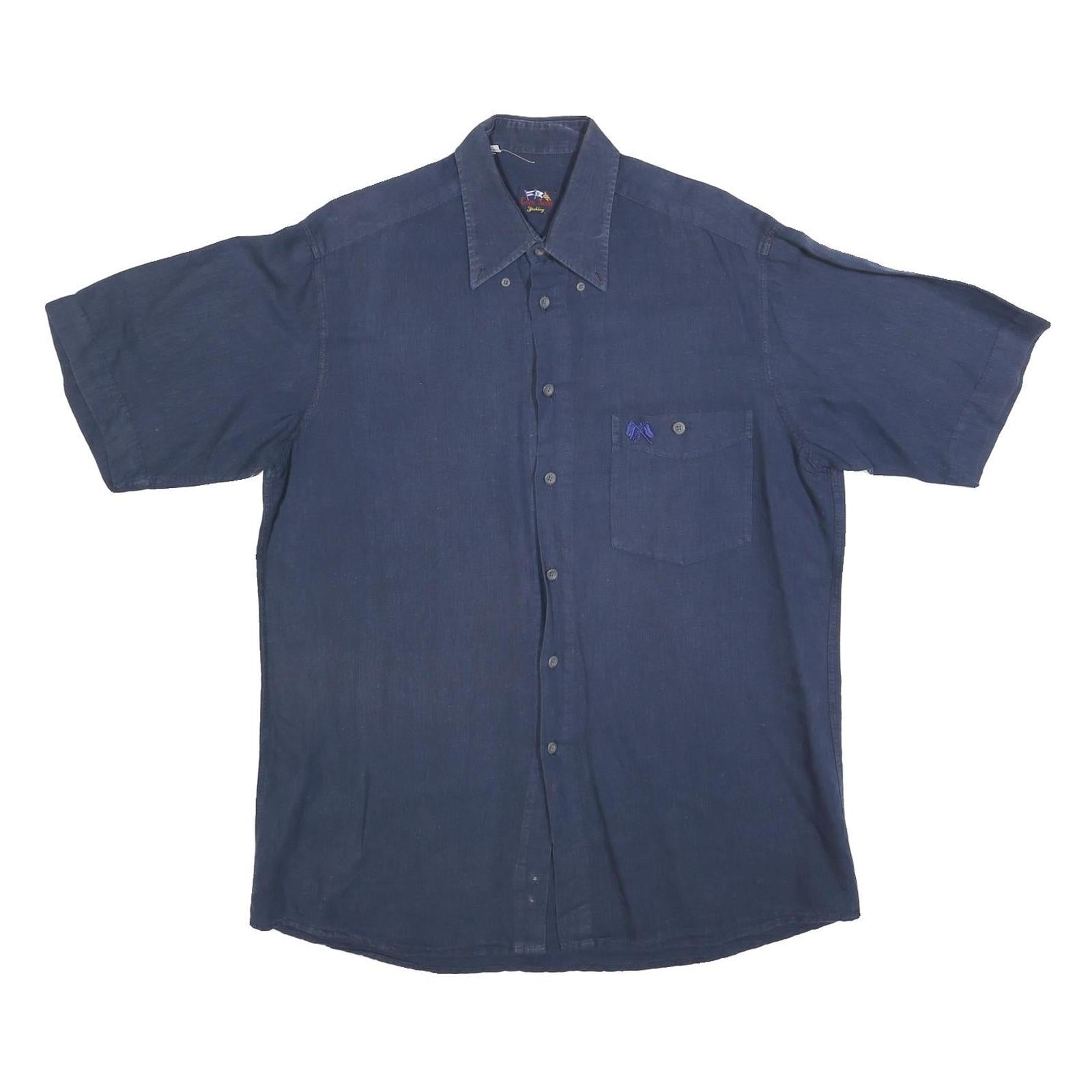 CAPT SCOTT Mens Blue Short Sleeve Casual Shirt M Summer Pocket Button Refurbished - N/A refurbished available on Cerqular