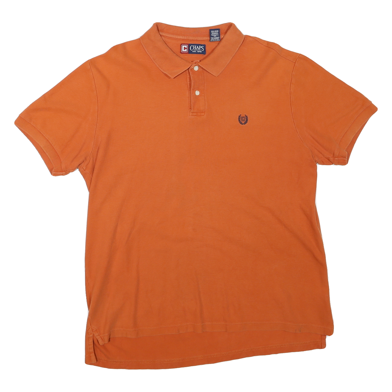 CHAPS Mens Orange Short Sleeve Plain Polo Shirt L Classic Cotton Blend Refurbished - N/A refurbished available on Cerqular