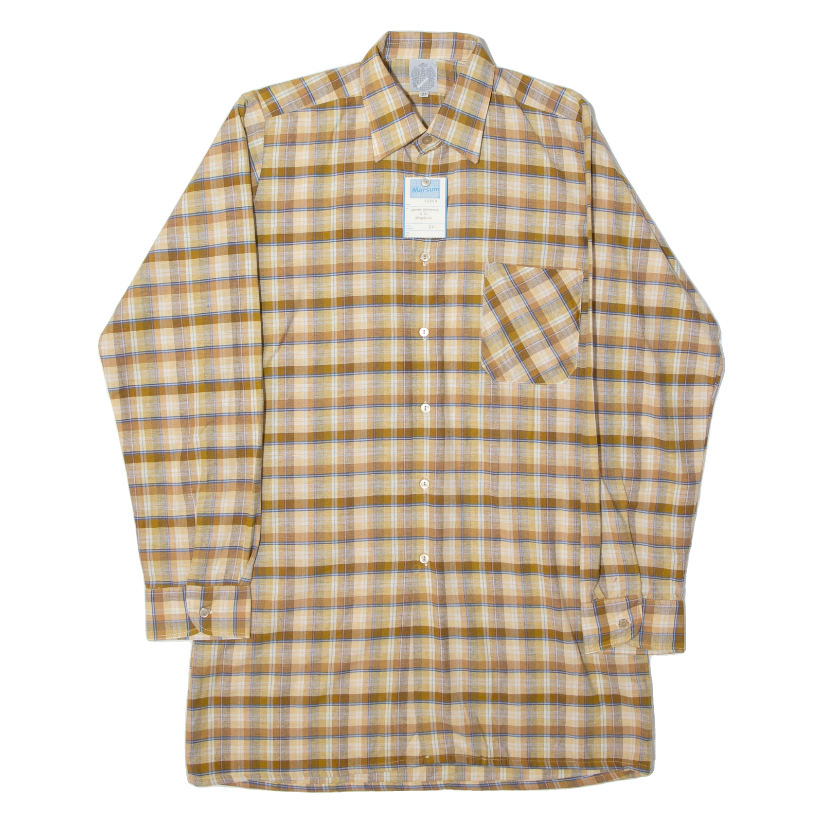 MARSUM Mens Shirt Beige Check Long Sleeve S Refurbished - N/A refurbished available on Cerqular
