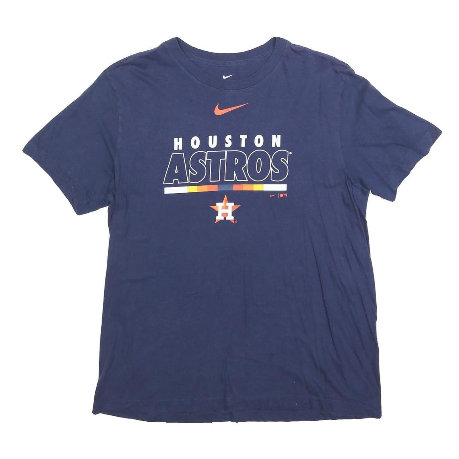 NIKE Mens Blue Houston Astros Graphic T-Shirt M Short Sleeve Crew Neck Refurbished - N/A refurbished available on Cerqular