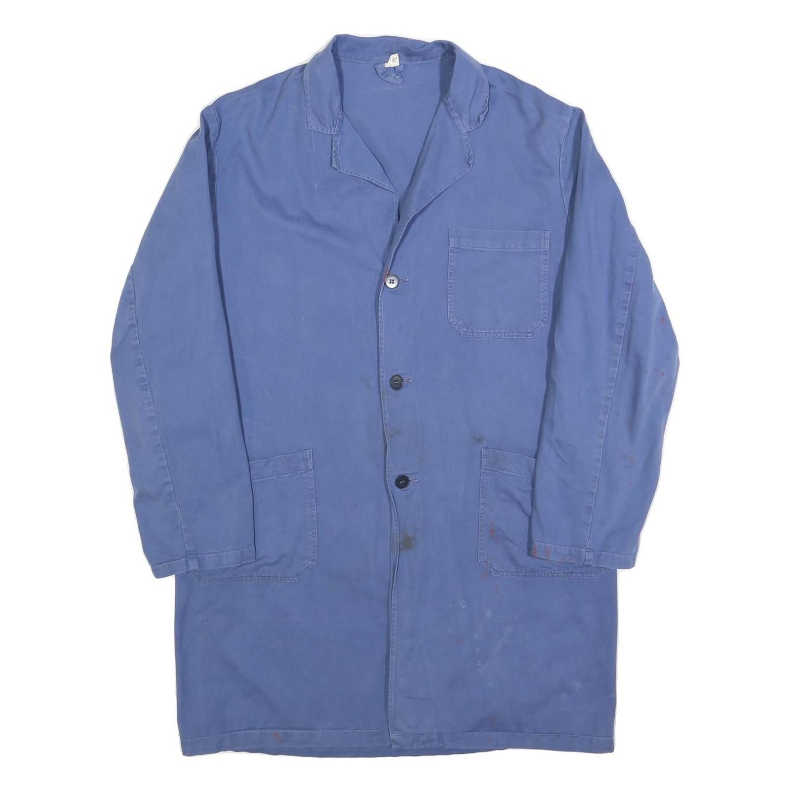 Mens Blue Cotton Blend Button Jacket M Plain Casual Workwear Refurbished - N/A refurbished available on Cerqular