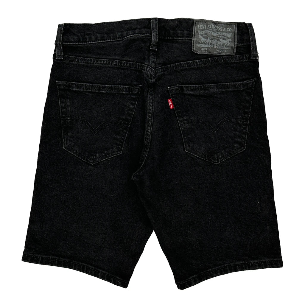 Levis Denim Shorts - 29W 10L Black Cotton Refurbished - Thrifted (note: this is a term often used to describe second- refurbished available on Cerqular