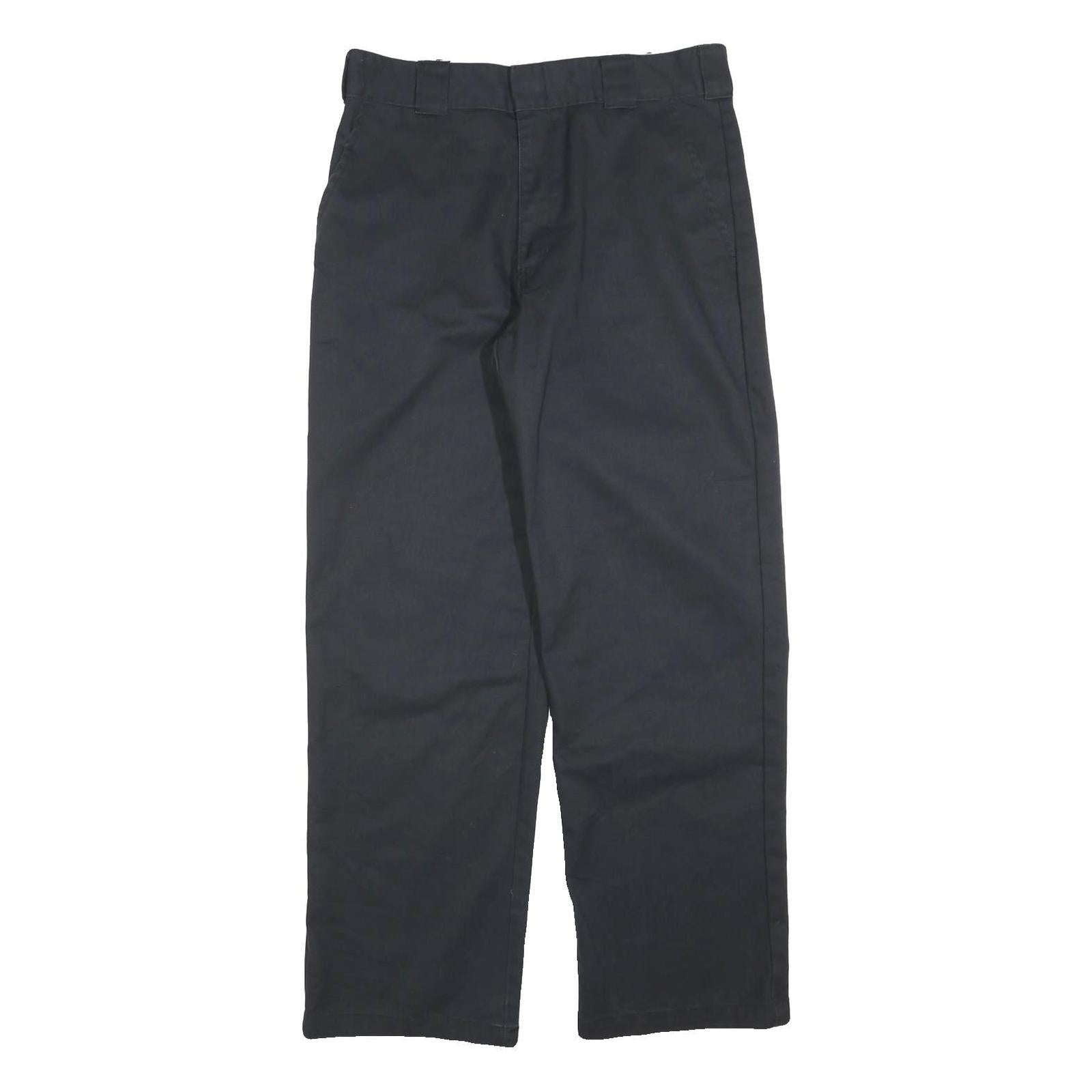 DICKIES Mens Cotton Blend Black Regular Straight Trousers W34 L32 Workwear Refurbished - N/A refurbished available on Cerqular