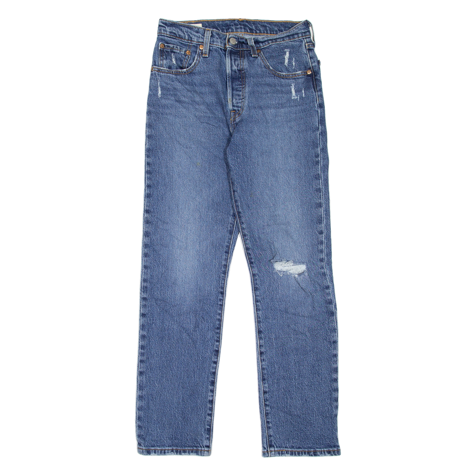 LEVI'S 501 Jeans Premium Distressed Womens Blue Regular Straight W25 L28 Refurbished - N/A refurbished available on Cerqular