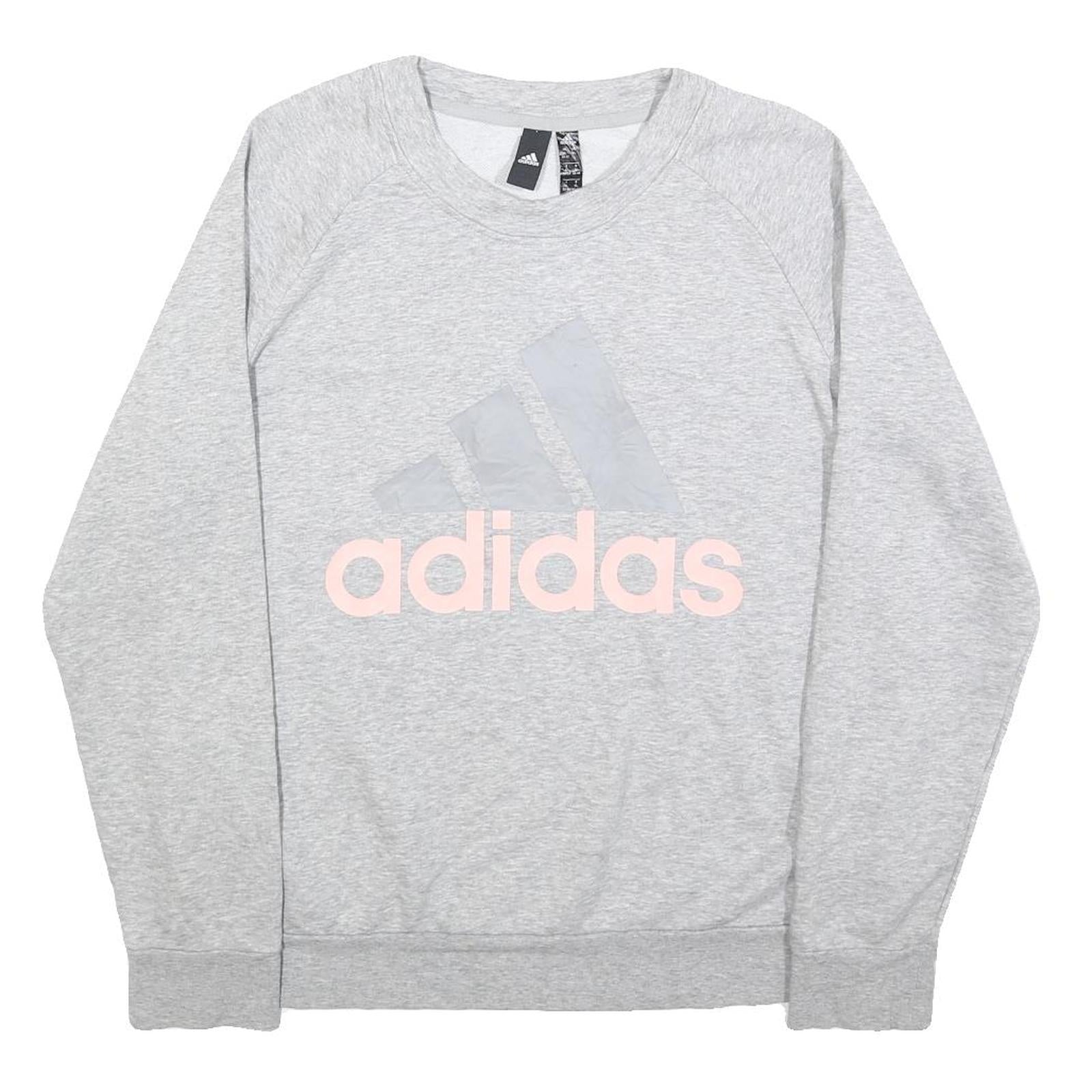 ADIDAS Womens Grey Crew Neck XL Cotton Sweatshirt Logo Print Casual Pullover Refurbished - N/A refurbished available on Cerqular