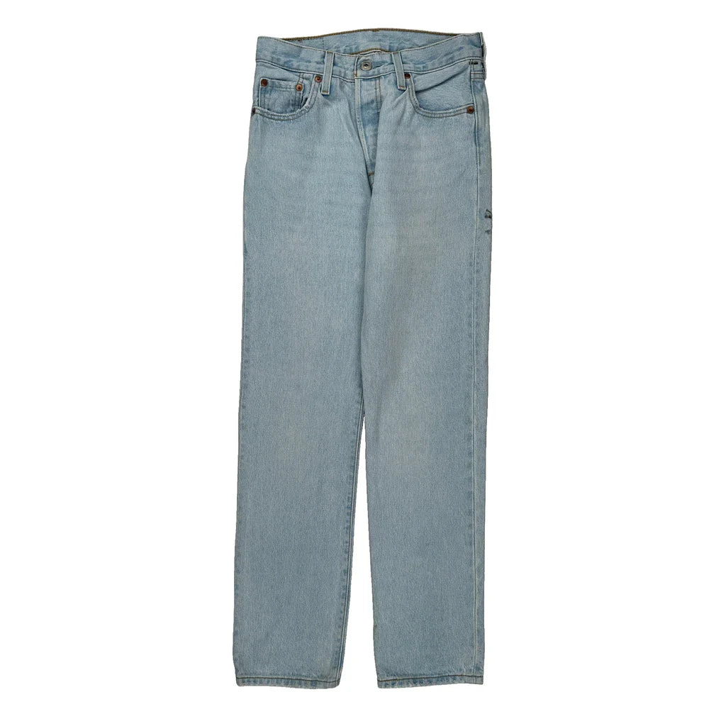 501 Levis Jeans - 27W 29L Light Wash Cotton Refurbished - Thrifted (note: this is a term often used to describe second- refurbished available on Cerqular