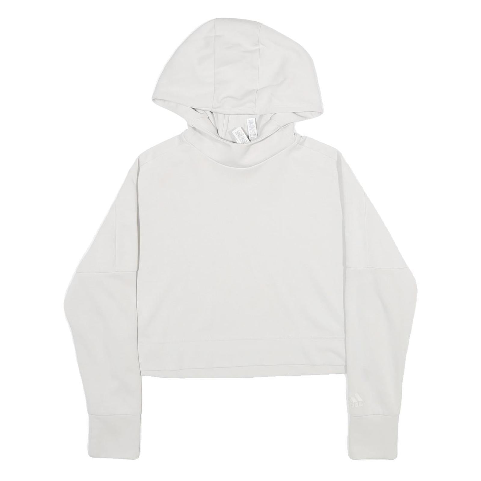 ADIDAS Womens White Pullover Hoodie XS Cropped Cotton Blend Sweatshirt Refurbished - N/A refurbished available on Cerqular