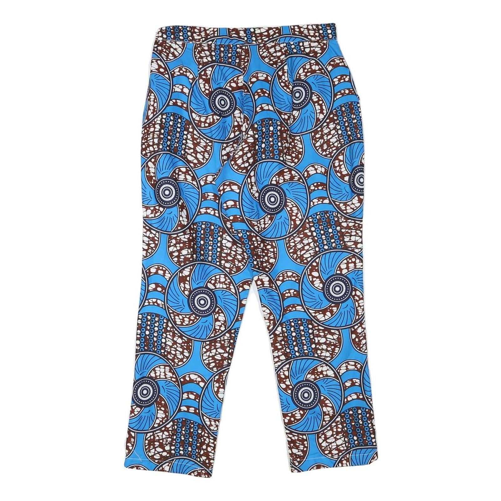 Womens Cotton Blend Blue & Brown Relaxed Straight Trousers W29 L26 Printed Refurbished - N/A refurbished available on Cerqular