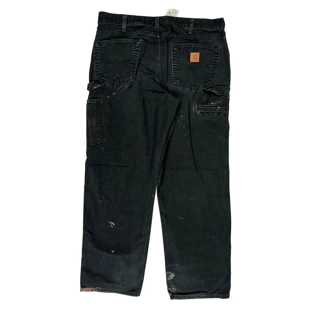 Carhartt Double Knee Carpenter Jeans - 36W 32L Black Cotton Refurbished - Thrifted (note: this is a term often used to describe second- refurbished available on Cerqular