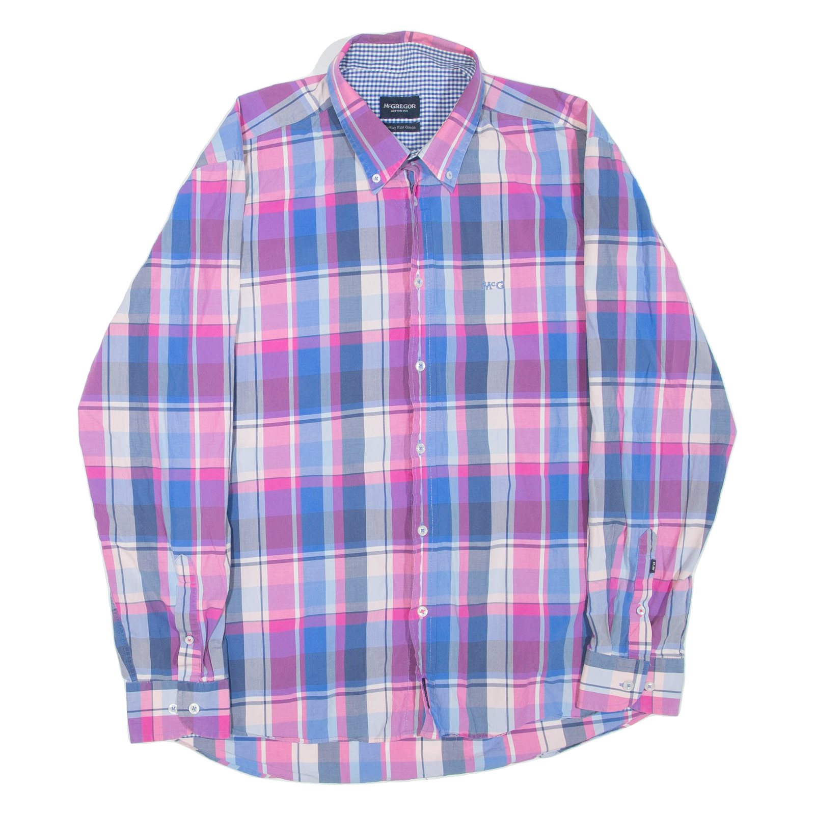 MCGREGOR Mens Shirt Blue Check Long Sleeve XL Refurbished - N/A refurbished available on Cerqular