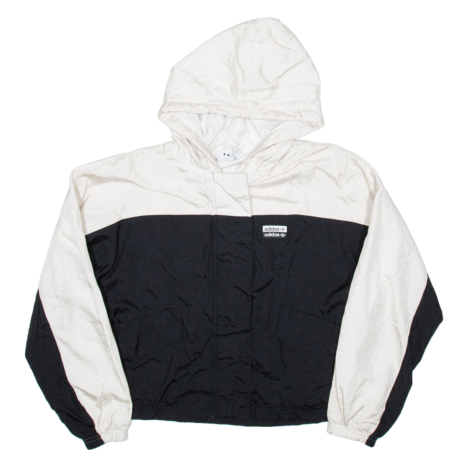 ADIDAS Cropped Womens Track Jacket White Nylon Hooded Colourblock UK 10 Refurbished - N/A refurbished available on Cerqular