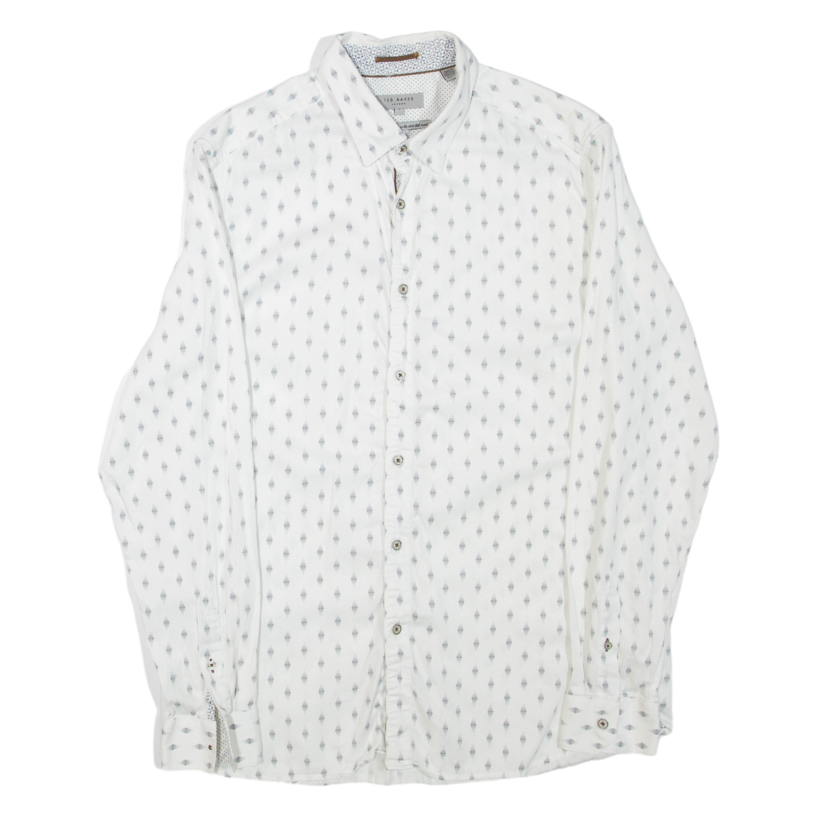 TED BAKER Mens Shirt White Geometric Long Sleeve L Refurbished - N/A refurbished available on Cerqular