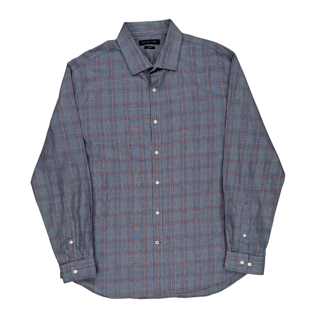 Tommy Hilfiger Slim Fit Shirt - XL Blue Cotton Refurbished - Thrifted (note: this is a term often used to describe second- refurbished available on Cerqular