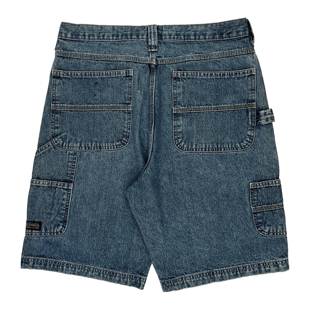 Unbranded Cargo Carpenter Shorts - 32W 10L Blue Denim Refurbished - Thrifted (note: this is a term often used to describe second- refurbished available on Cerqular