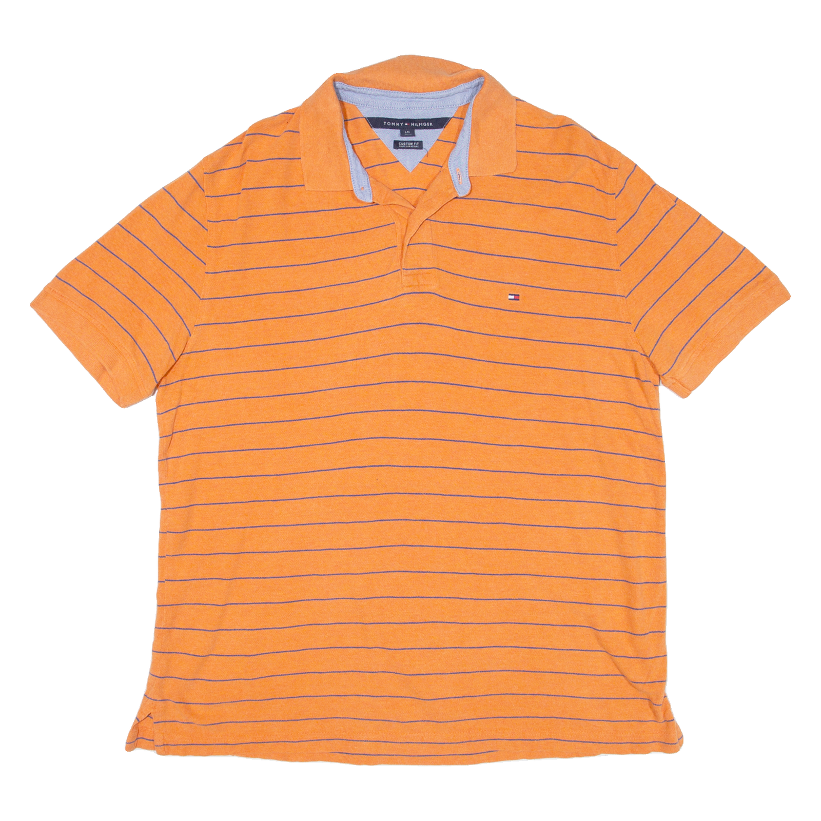 TOMMY HILFIGER Custom Fit Mens Polo Shirt Orange Striped L Refurbished - N/A refurbished available on Cerqular