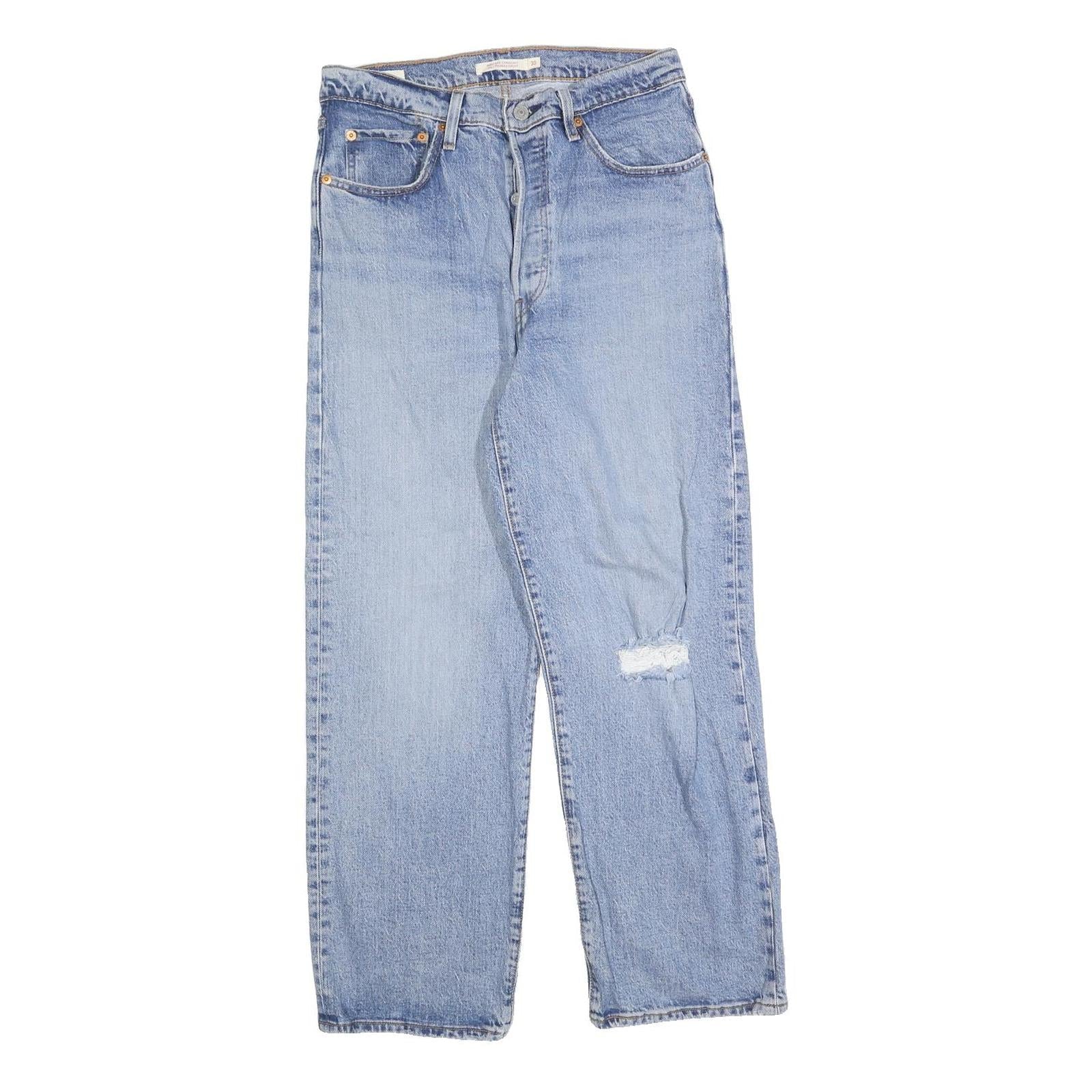 LEVI'S Womens Light Blue Regular Fit Straight Denim Jeans W30 L27 Button Closure Refurbished - N/A refurbished available on Cerqular