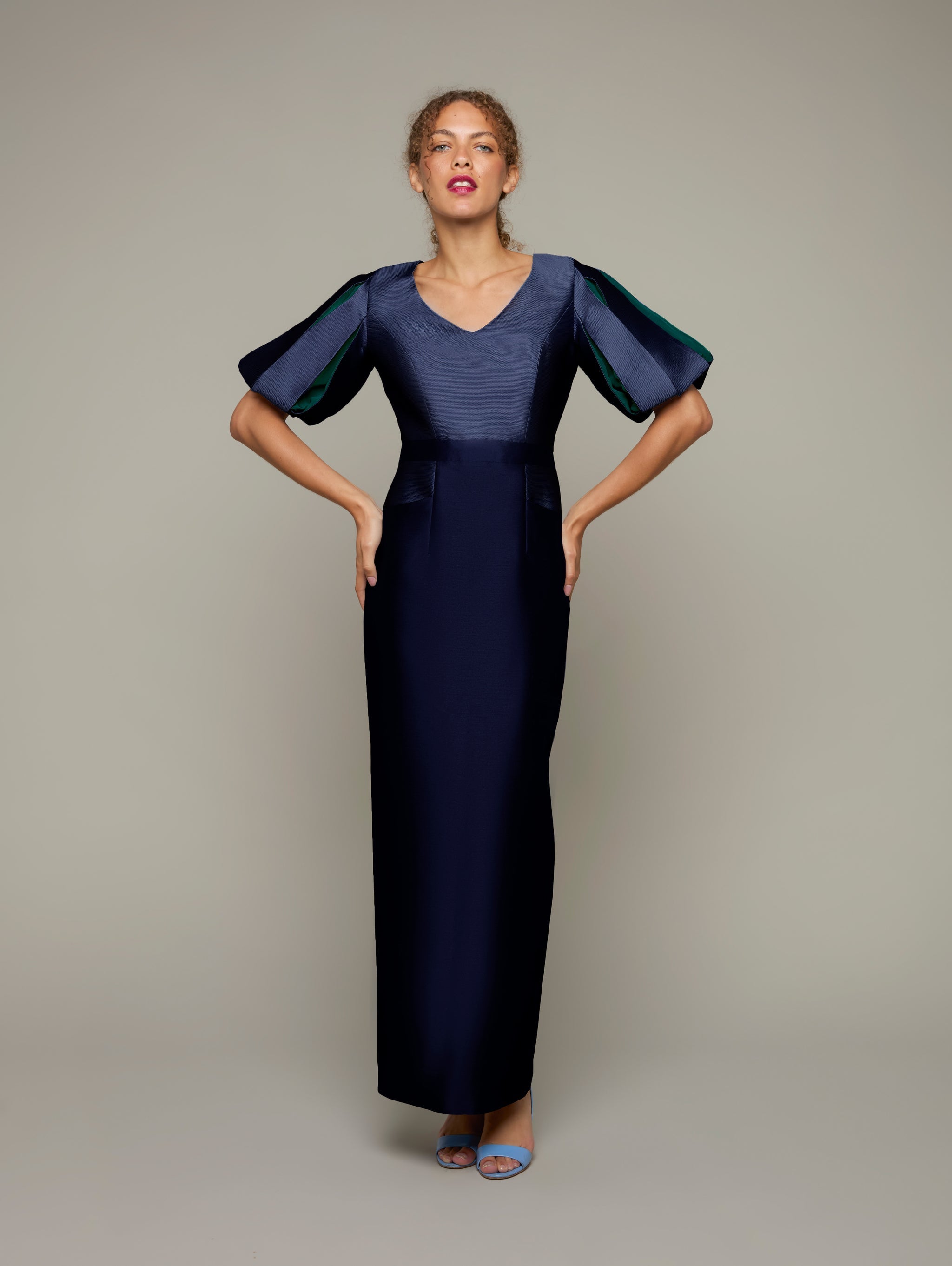 LILIUM | Statement-sleeve Occasion Dress | Size: Peacoat /  XS Refurbished - N/A refurbished available on Cerqular