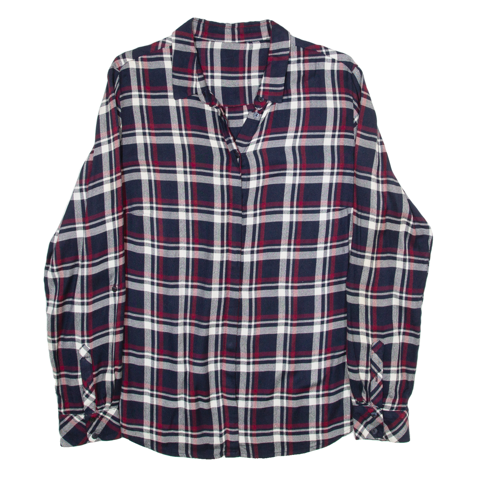 S. OLIVER Womens Shirt Blue Plaid Long Sleeve M Refurbished - N/A refurbished available on Cerqular