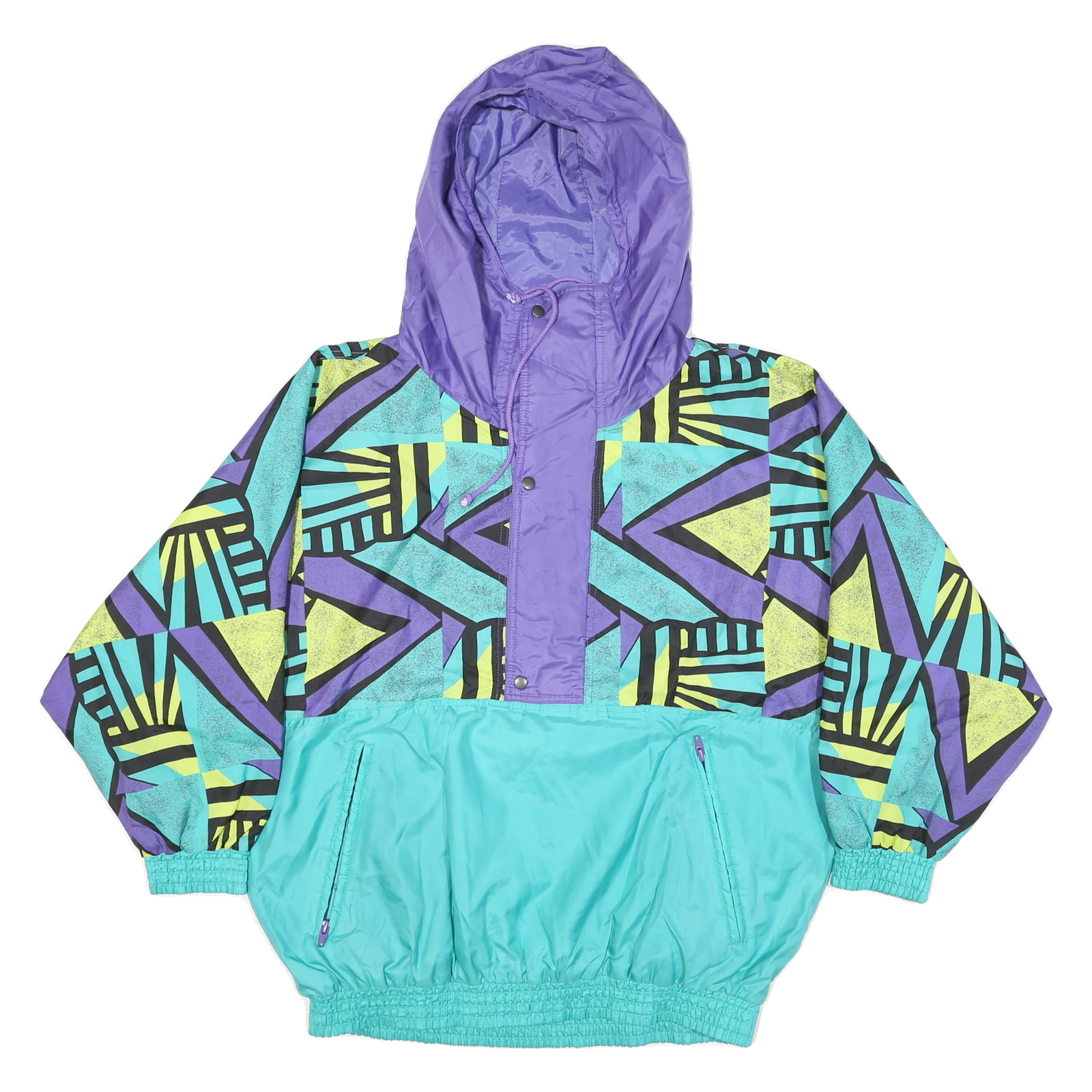 FLASH TEAM Womens Purple & Turquoise Patterned Button Jacket L Polyester Blend Refurbished - N/A refurbished available on Cerqular
