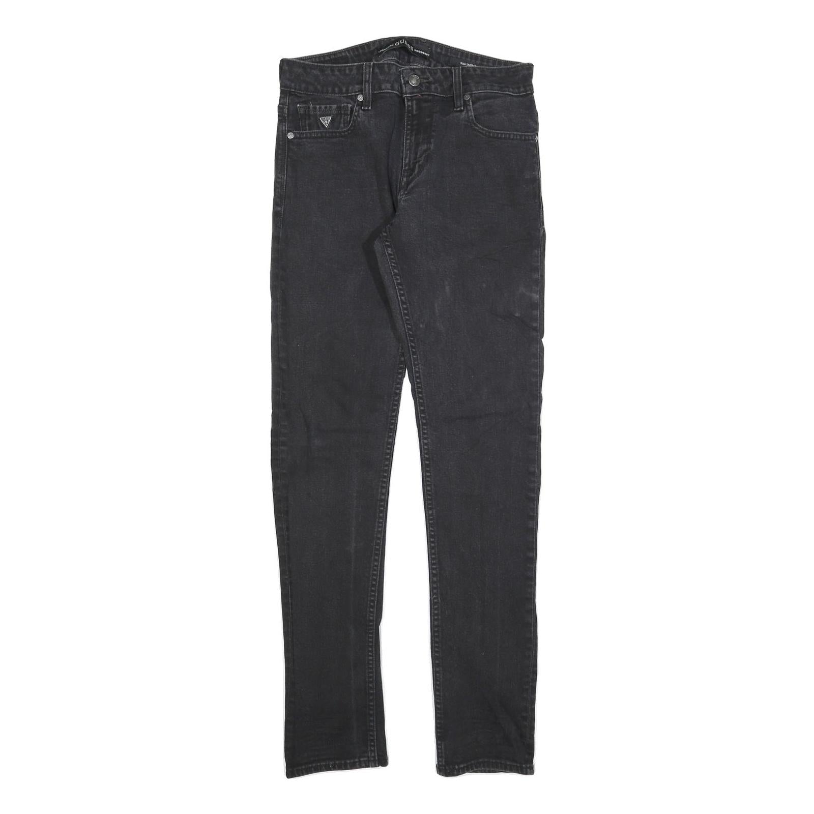 GUESS Mens Slim Black Denim Jeans W30 L32 Classic Zip Cotton Blend Stylish Refurbished - N/A refurbished available on Cerqular