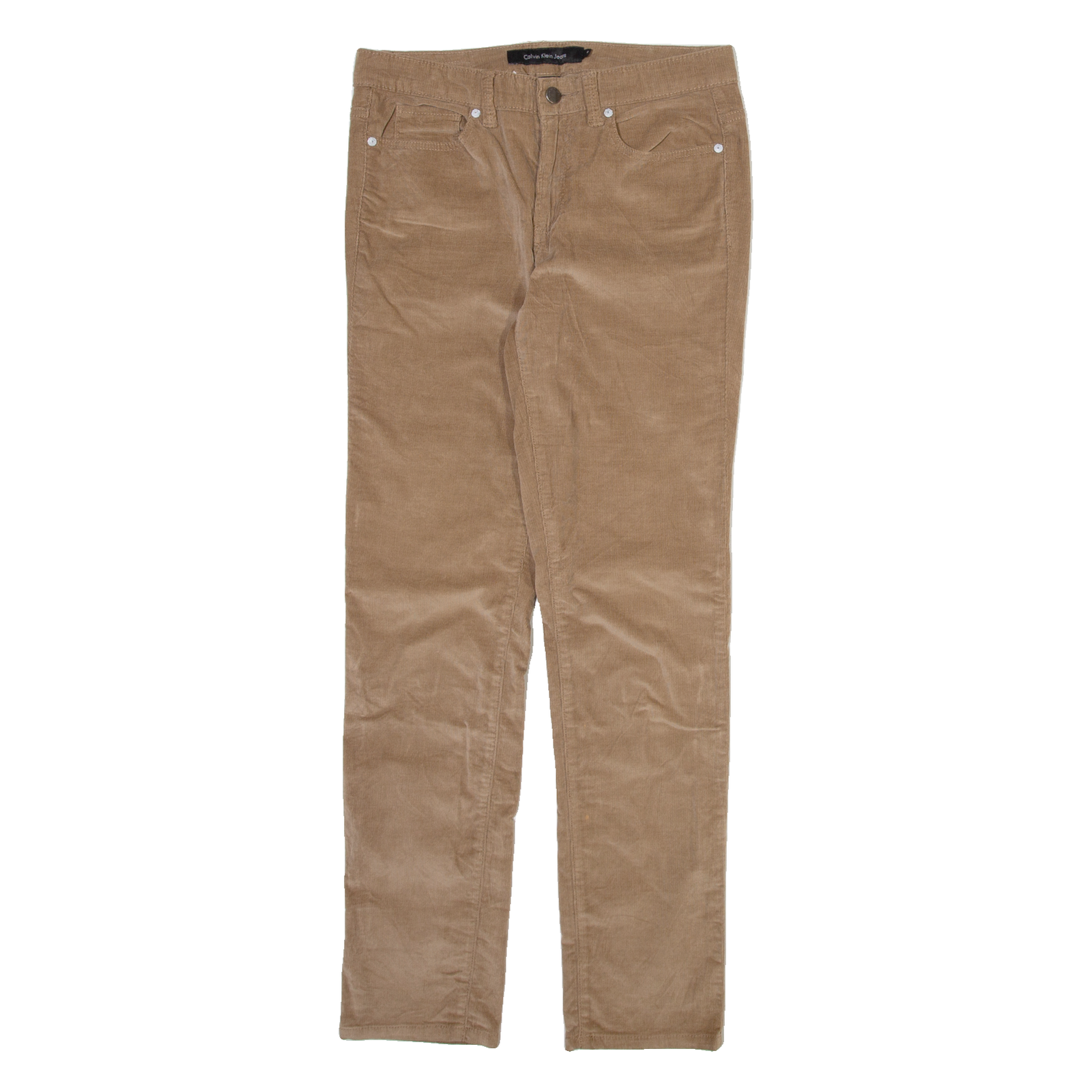 CALVIN KLEIN JEANS Womens Corduroy Trousers Beige Slim Straight W30 L29 Refurbished - N/A refurbished available on Cerqular