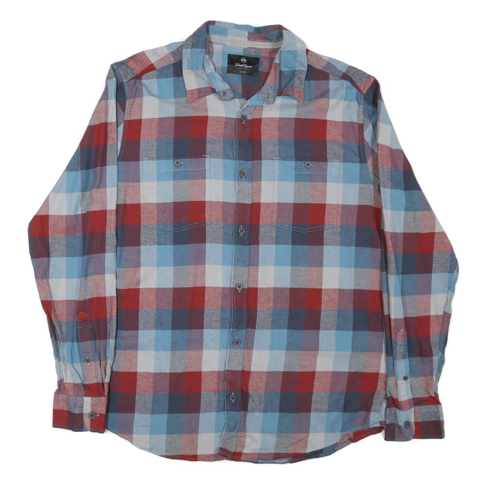 WIND RIVER Mens Blue & Red Check Cotton Blend Shirt L Long Sleeve Casual Refurbished - N/A refurbished available on Cerqular