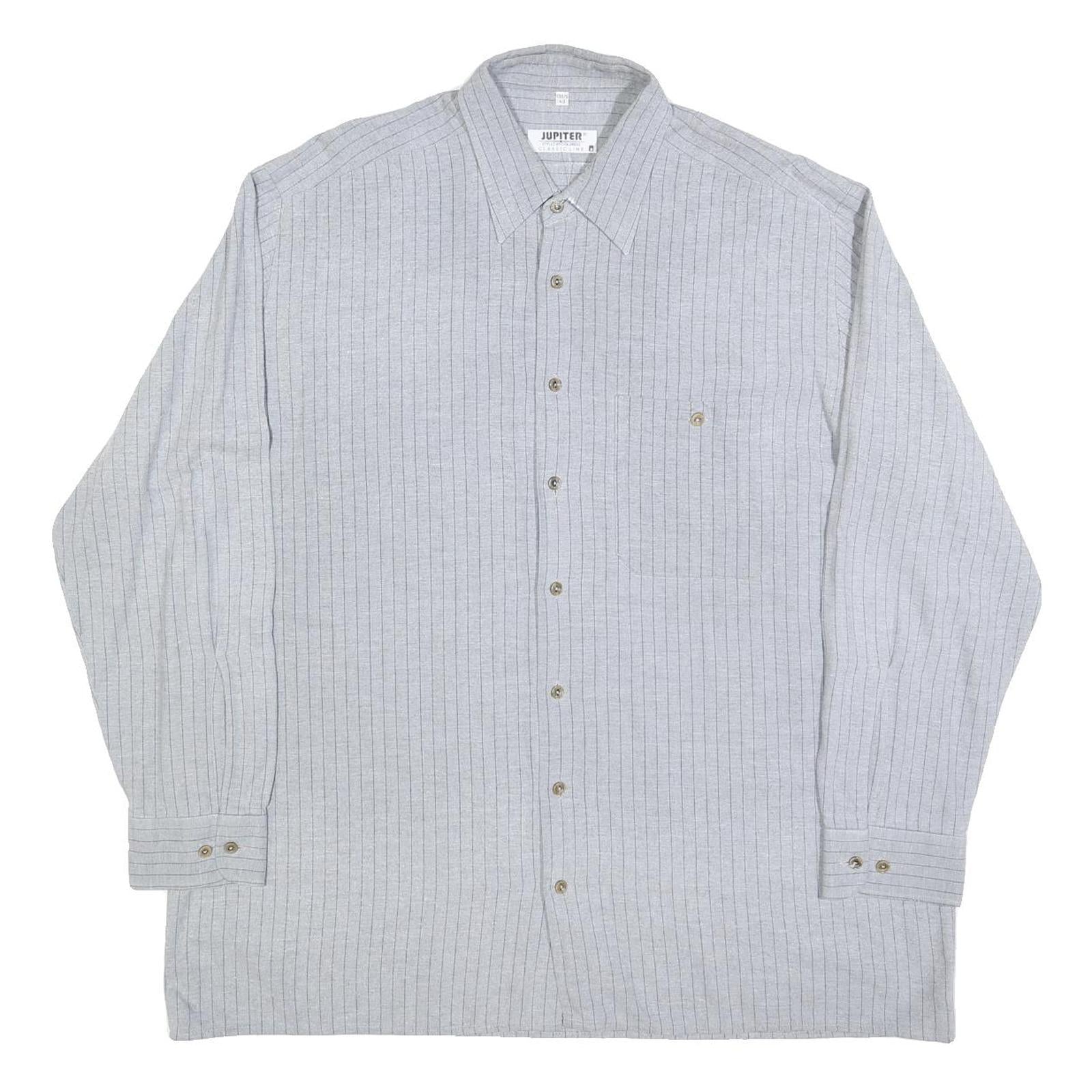 JUPITER Mens Grey Pinstripe Shirt XL Cotton Blend Classic Button Shirt Refurbished - N/A refurbished available on Cerqular