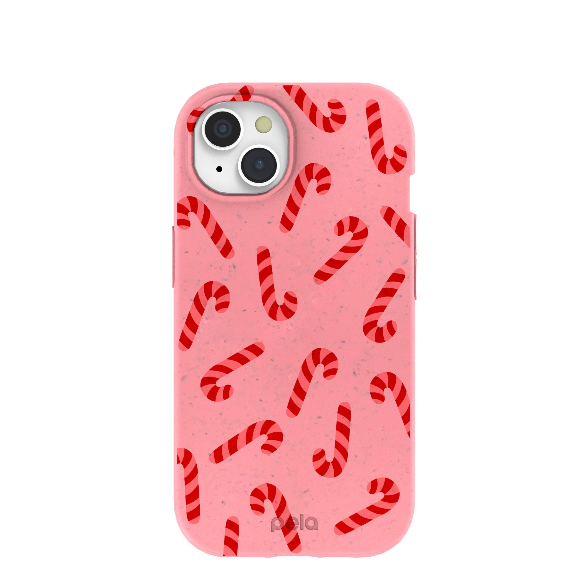 Bubblegum Pink Candy Cane Chaos iPhone 15 Case Refurbished - Pela Case refurbished available on Cerqular