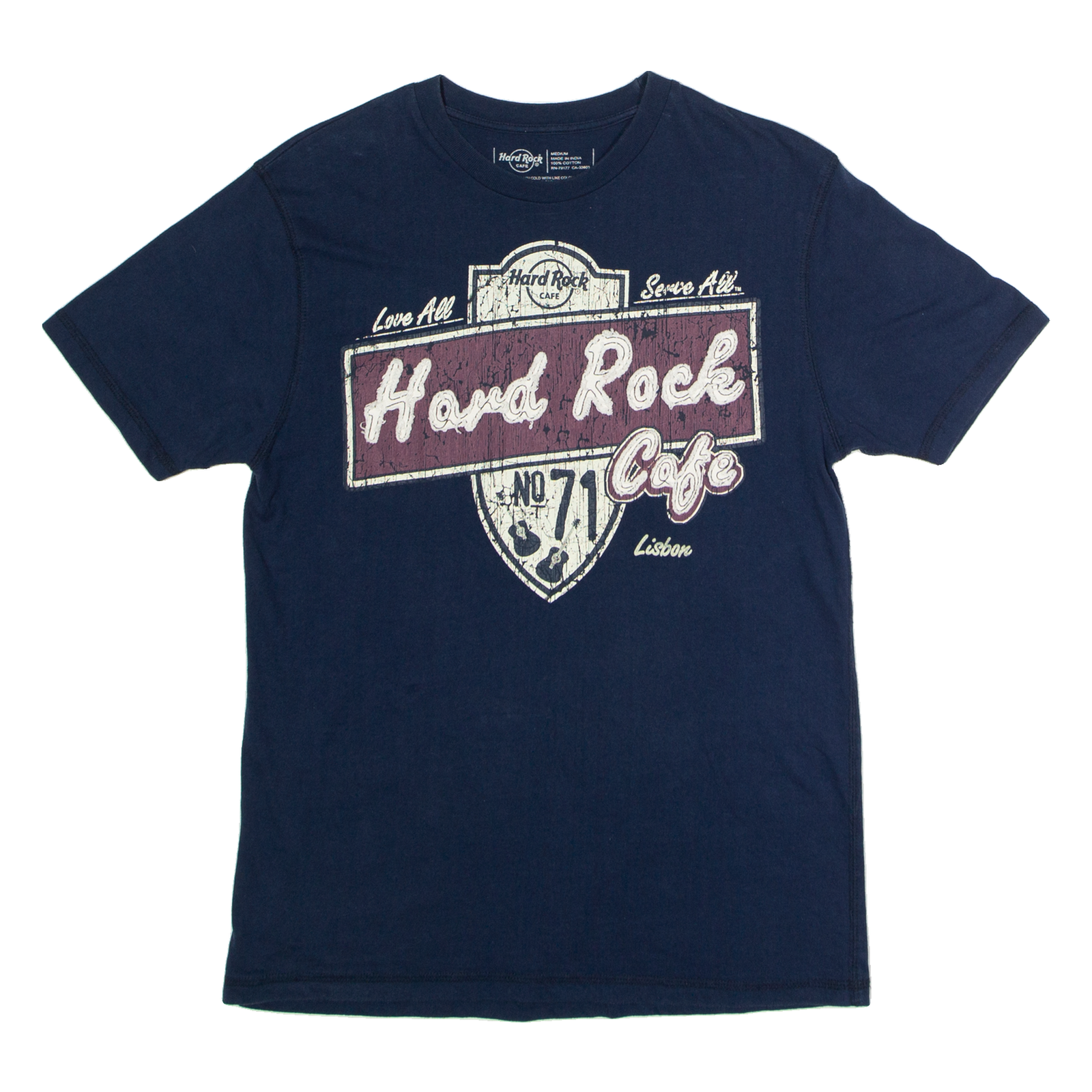 HARD ROCK CAFE Lisbon Mens T-Shirt Blue Crew Neck M Refurbished - N/A refurbished available on Cerqular